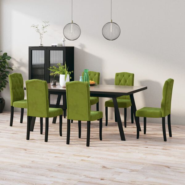 vidaXL Cadeiras de jantar 6 pcs veludo verde-claro