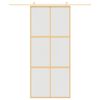 vidaXL Porta deslizante 90x205 cm vidro ESG fosco/alum&iacute;nio dourado