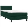 vidaXL Cama box spring c/ colch&atilde;o e LED 100x220 cm veludo verde-escuro