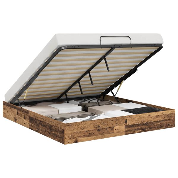 vidaXL Estrutura de Cama Ottoman Madeira antiga 160 x 200 cm