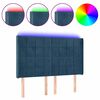 vidaXL Cabeceira cama c/ luzes LED veludo 147x16x118/128cm azul-escuro