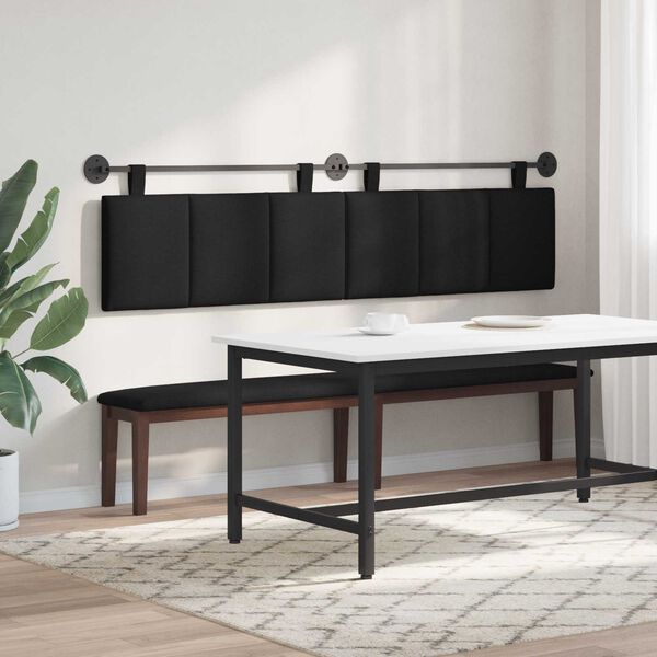 vidaXL Cabeceira Suspensa Riscas Preto 210 x 55 x 5 cm tecido