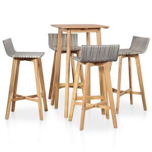 vidaXL 5 pcs conjunto de jantar exterior madeira ac&aacute;cia maci&ccedil;a