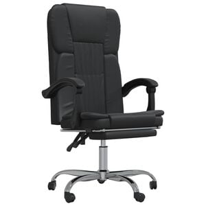 vidaXL Cadeira de escrit&oacute;rio reclin&aacute;vel couro artificial preto