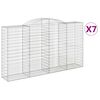 vidaXL Cestos gabi&atilde;o arqueados 7pcs 300x50x160/180cm ferro galvanizado