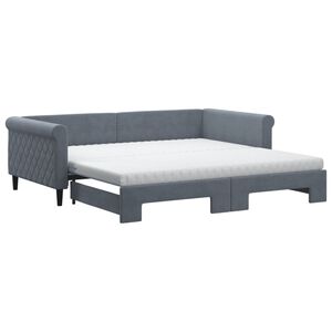 vidaXL Sof&aacute;-cama c/ gavet&atilde;o/colch&otilde;es 100x200 cm veludo cinzento-escuro