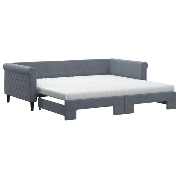 vidaXL Sof&aacute;-cama c/ gavet&atilde;o/colch&otilde;es 100x200 cm veludo cinzento-escuro
