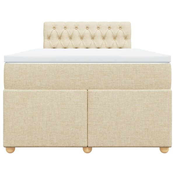 vidaXL Cama boxspring com colch&atilde;o 120x190 cm tecido cor creme
