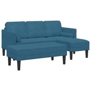 vidaXL Conjunto de Sof&aacute;s 2 unid. Azul Poli&eacute;ster