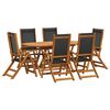 vidaXL 7 pcs conjunto de jantar exterior madeira ac&aacute;cia maci&ccedil;a