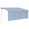 vidaXL Toldo autom&aacute;tico c/ estore/LED/sensor vento 3x2,5m azul/branco
