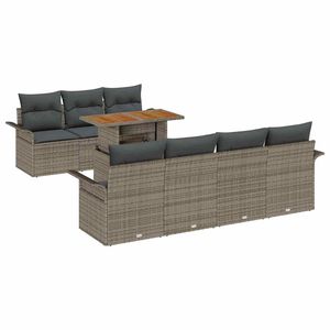 vidaXL Conjunto de Sof&aacute; de Jardim 8 pcs Cinzeto Rattan Sint&eacute;tico