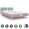 vidaXL Estrutura de cama c/ LEDs 120x200cm couro artificial cappuccino