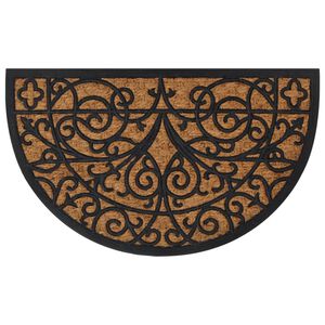 vidaXL Tapete de porta semicircular 45x75 cm borracha e fibra de coco