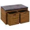vidaXL Banco com 2 cestos erva marinha 71x40x42 cm castanho