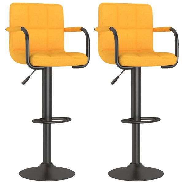 vidaXL Bancos de bar 2 pcs tecido amarelo mostarda