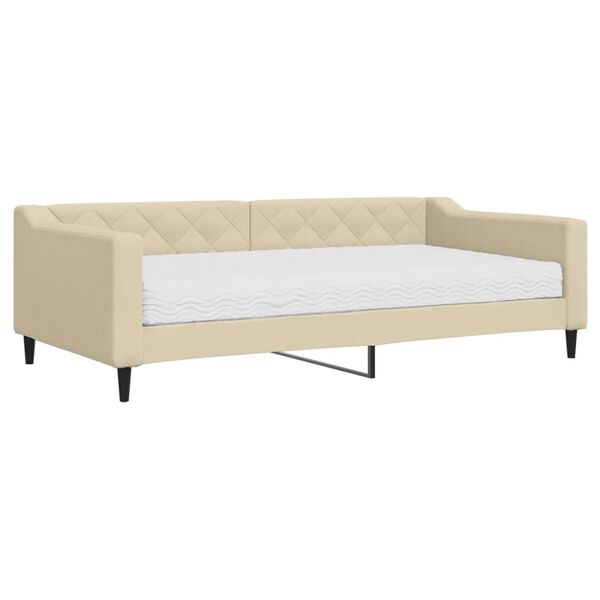 vidaXL Sofá-cama com colchão 100x200 cm tecido cor creme