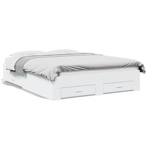 vidaXL Estrutura de cama c/ gavetas 140x200cm derivados madeira branco