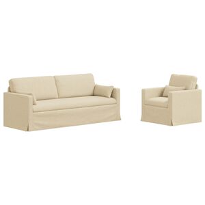 vidaXL Sof&aacute; 2 pcs Creme Dimens&otilde;es gerais: 198 x 78 x 80 cm (L x P x A)