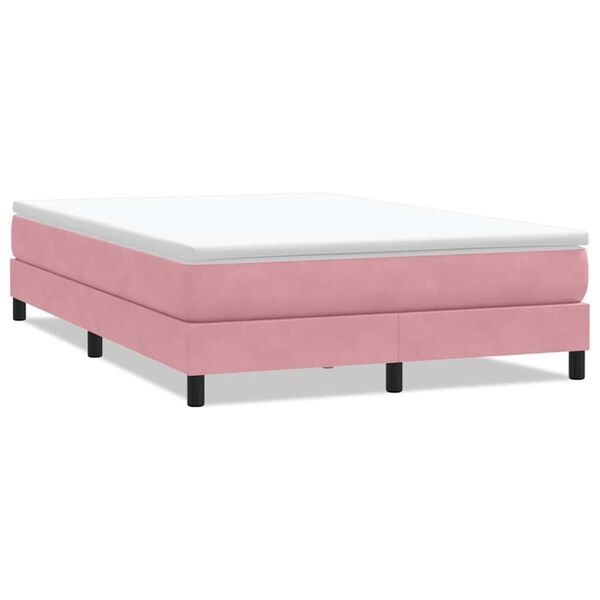vidaXL Box Cama de primavera sem Colchão Rosa 140x210 cm Veludo