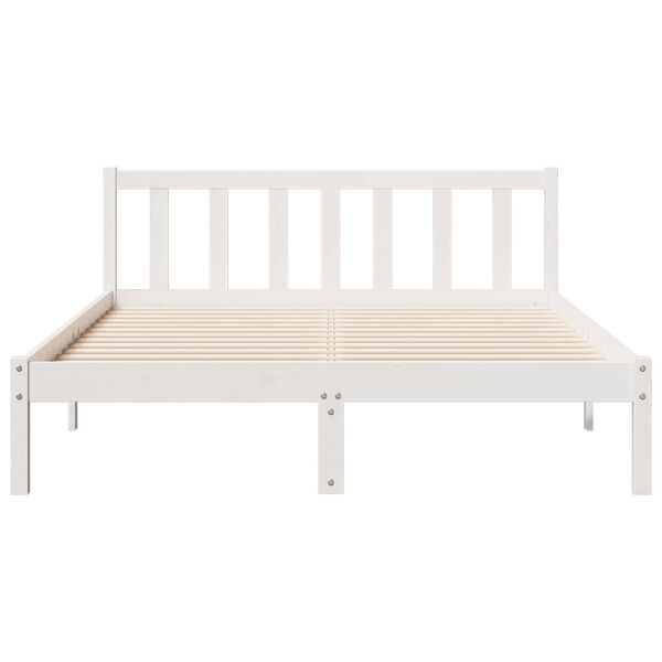 vidaXL Cama extra longa sem colch&atilde;o 140x210 cm pinho maci&ccedil;o branco