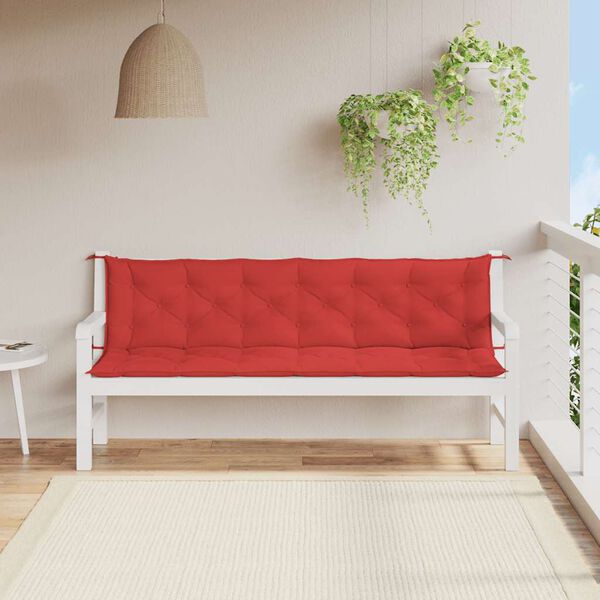 vidaXL Almofad&atilde;o banco jardim 200x(50+50)x7cm tecido oxford vermelho