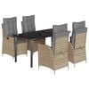 vidaXL 5 pcs conjunto de jantar p/ jardim com almofad&otilde;es vime PE bege