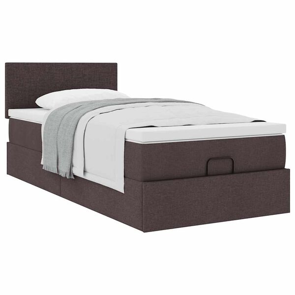 vidaXL Cama otomana com colch&atilde;o 100x200 cm tecido castanho escuro