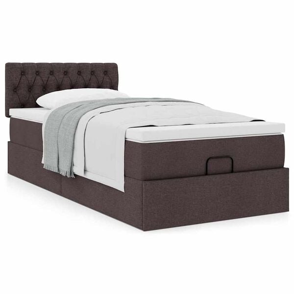 vidaXL Estrutura cama otomana colch&atilde;o 80x200 cm tecido castanho escuro