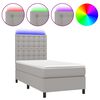 vidaXL Cama box spring c/ colch&atilde;o e LED 90x190 cm tecido cinza-claro