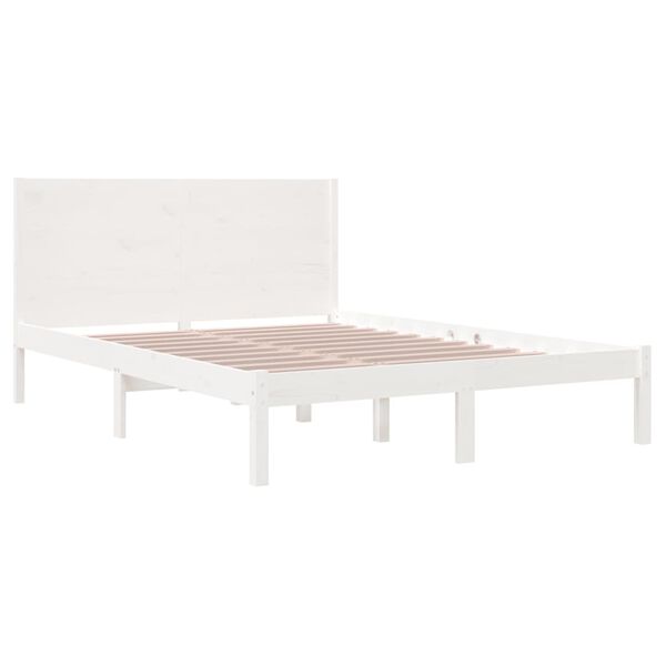 vidaXL Cama sem colch&atilde;o 140x190 cm madeira de pinho maci&ccedil;a branco