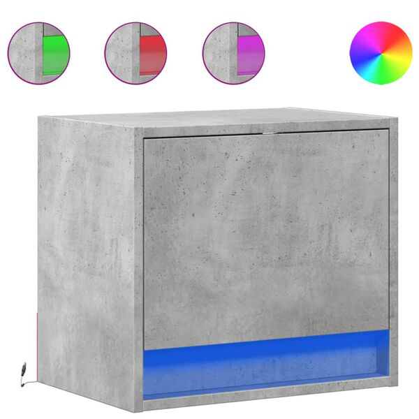 vidaXL Mesas de cabeceira de parede c/ luzes LED 2pcs cinzento cimento