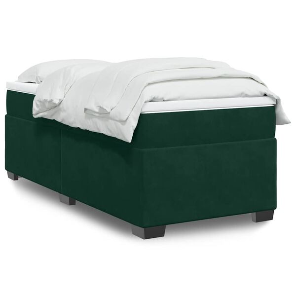 vidaXL Cama com molas/colch&atilde;o 90x190 cm veludo verde-escuro