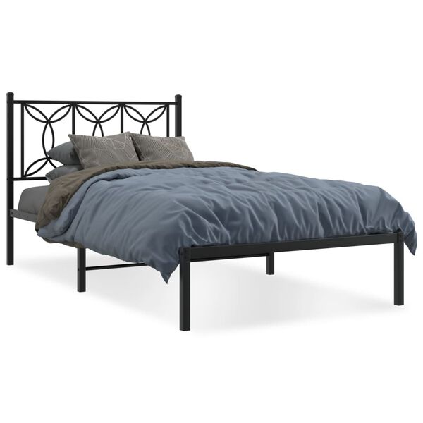 vidaXL Estrutura de cama com cabeceira 100x190 cm metal preto