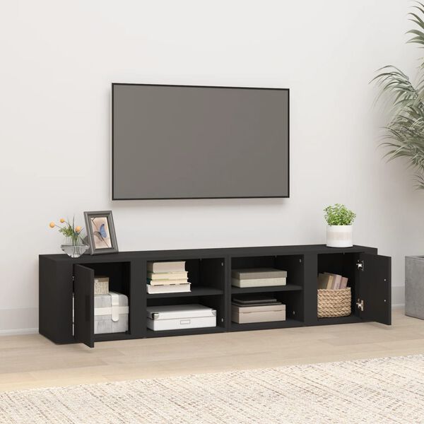 vidaXL Móveis TV 2pcs 80x31,5x36 cm derivados de madeira preto