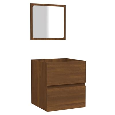 vidaXL Armário WC com espelho derivados de madeira carvalho castanho