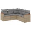 vidaXL 5 pcs conjunto de sof&aacute;s p/ jardim com almofad&otilde;es vime PE bege