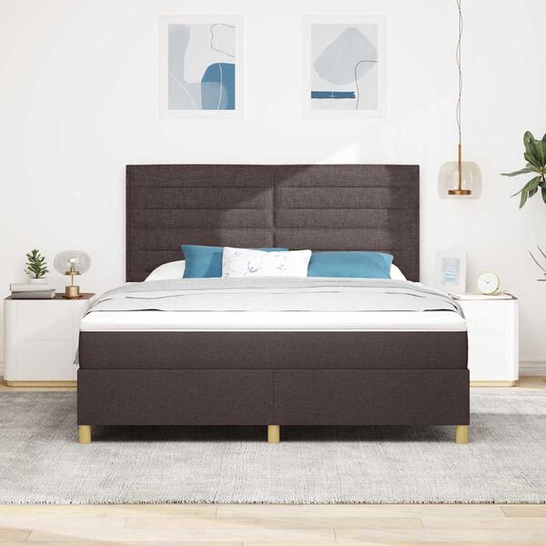 vidaXL Cama Box com colch&atilde;o Marrom Escuro 180 x 200 cm tecido