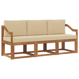 vidaXL Conjunto de Sof&aacute;s para Exterior 3 unid. Natural e Bege