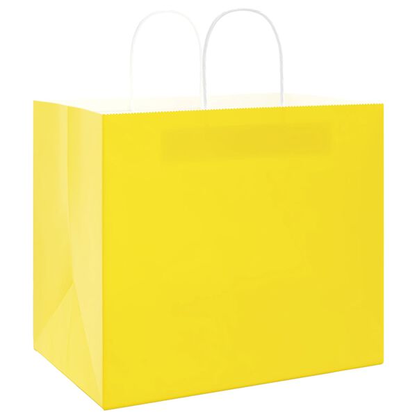 vidaXL Sacos de papel 250 unid com al&ccedil;as amarelo 32x22x28 cm