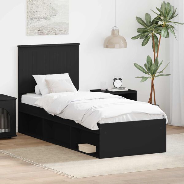 vidaXL Estrutura da Cama Preto 75 x 190 cm Madeira de Pinheiro S&oacute;lida