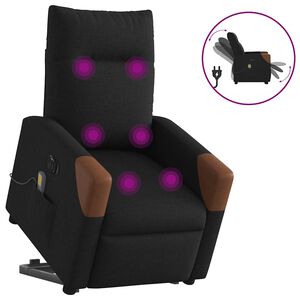 vidaXL Poltrona el&eacute;trica elevat&oacute;ria massagens tecido preto