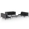 vidaXL 7 pcs conj. lounge jardim c/ almofad&otilde;es vime PE cinzento-escuro