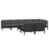 vidaXL 9 pcs conjunto lounge jardim c/ almofad&otilde;es pinho maci&ccedil;o preto