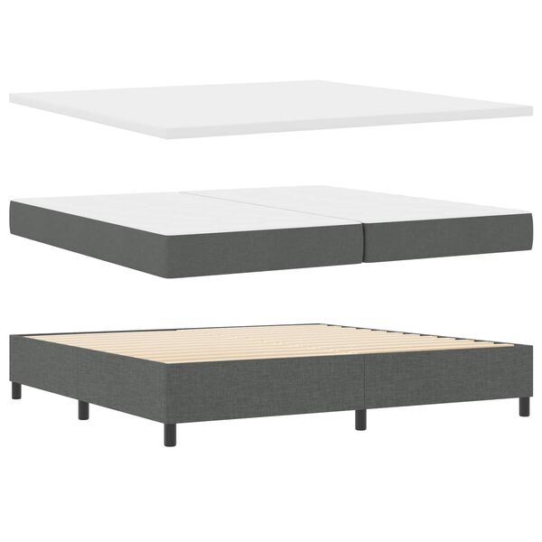 vidaXL Cama Box com colch&atilde;o Cinza Escuro 200 x 200 cm tecido