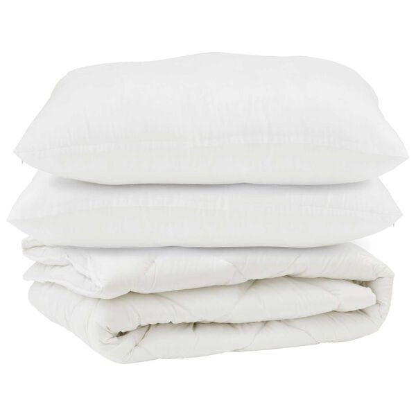 vidaXL Edred&atilde;o com travesseiro 3 pcs Branco Microfibra