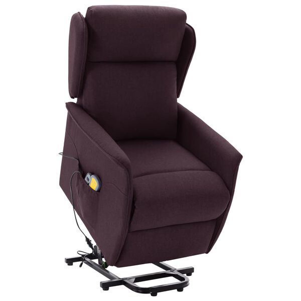 vidaXL Poltrona elevatória de massagens tecido roxo