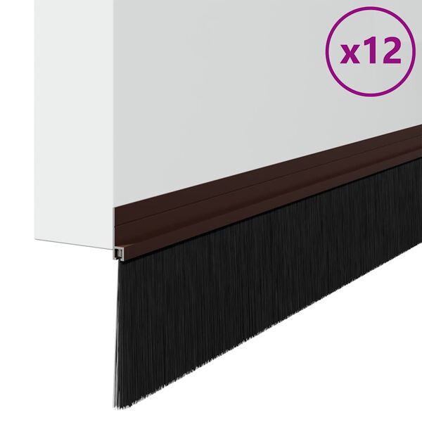 vidaXL Selos de Escovas para Porta Auto-adesivos 12 pcs Castanho