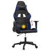 vidaXL Cadeira gaming de massagens couro artificial preto e azul