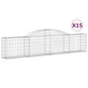 vidaXL Cestos gabião arqueados 15pcs 300x30x60/80 cm ferro galvanizado